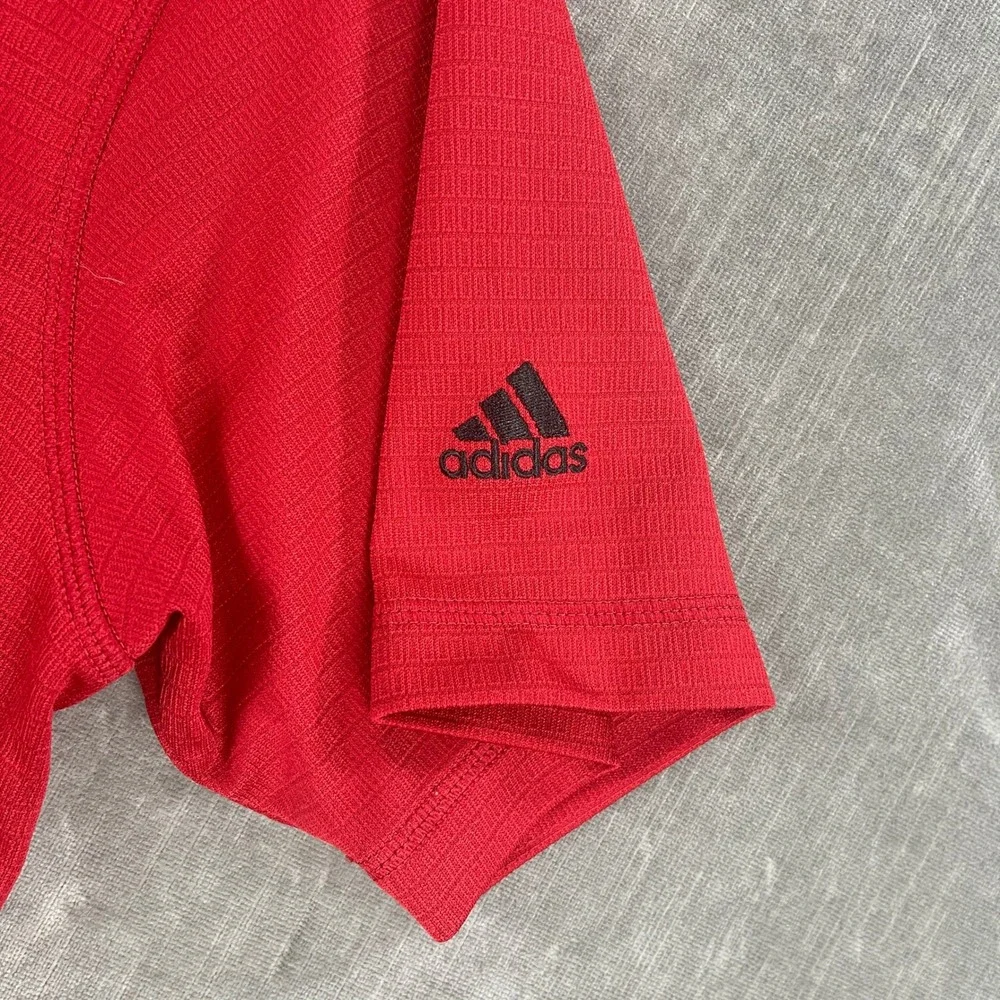 Adidas Kids XL Red Climalite Short Sleeve Textured Performance Golf Polo Shirt